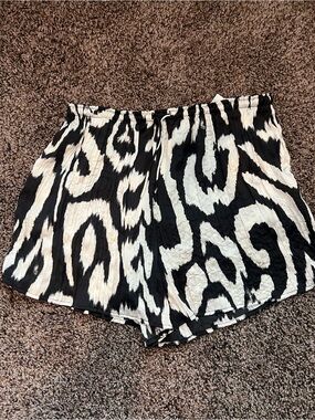 H&M Black & White Animal-Print Athletic Shorts